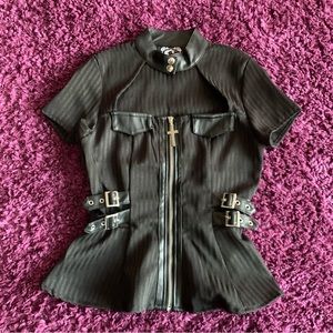 Black zip up Killstar top
